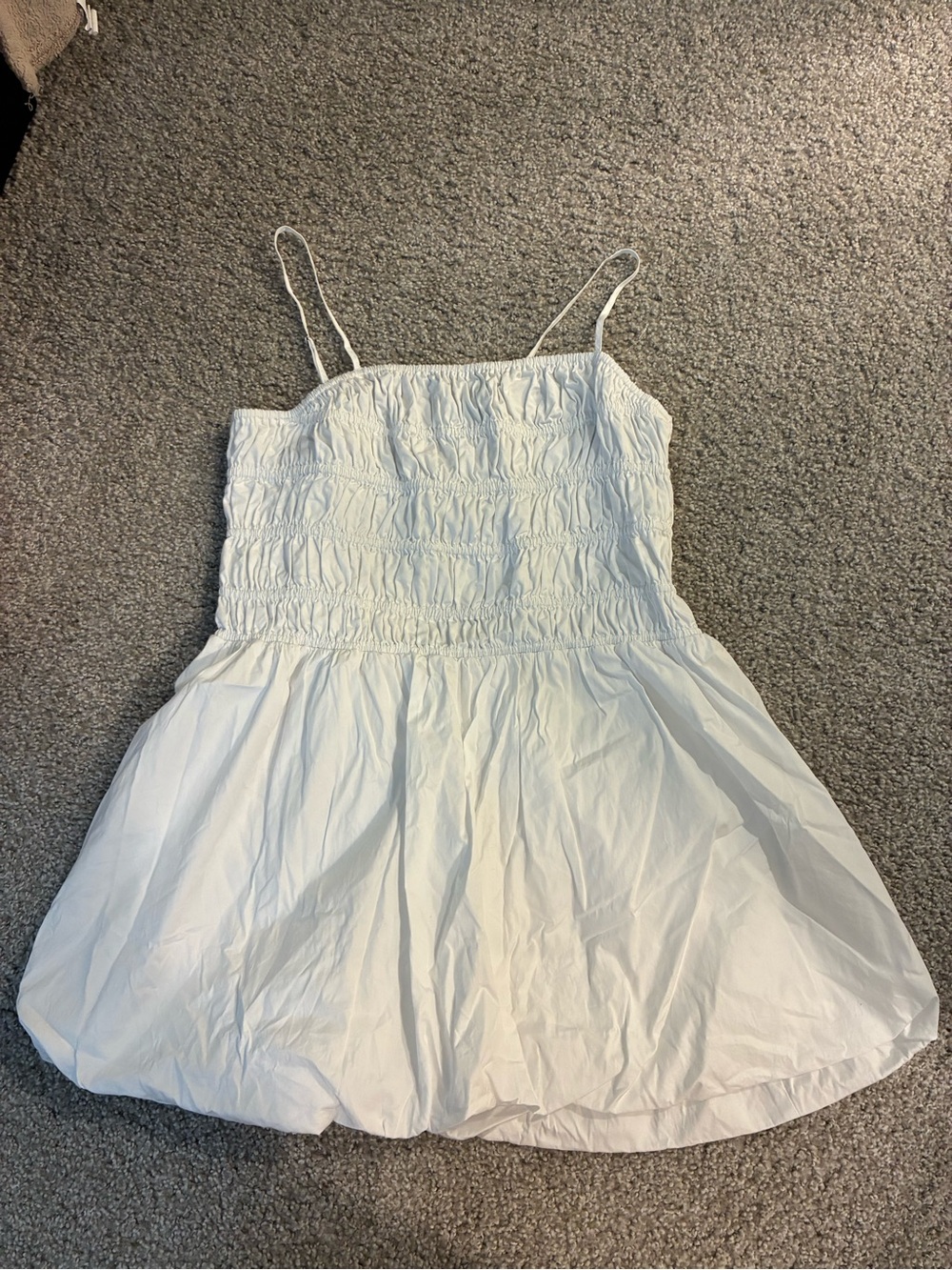 Women's White Smocked Spaghetti-Strap Dress